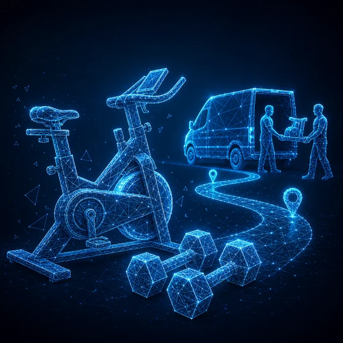 Bulky fitness equipment ready for collection